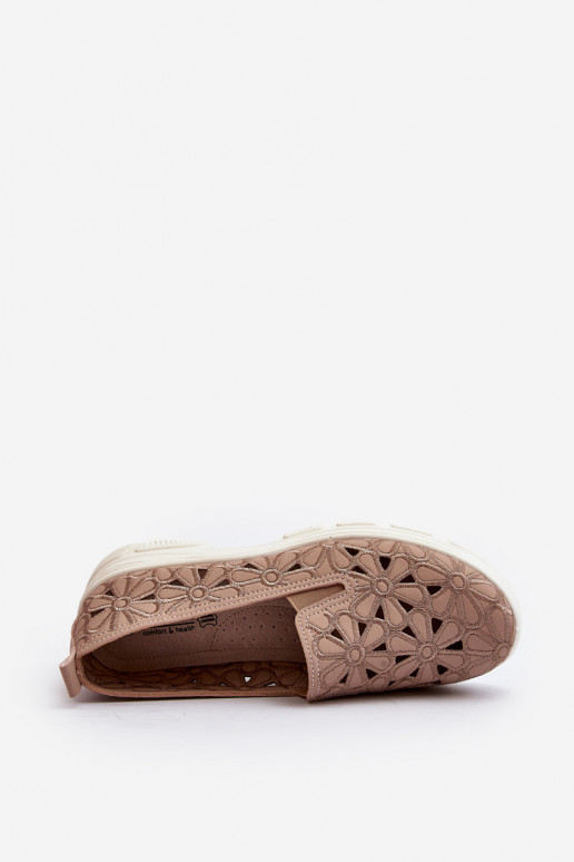 avec des éléments ajourés chaussures Féminin couleur rose Emilei