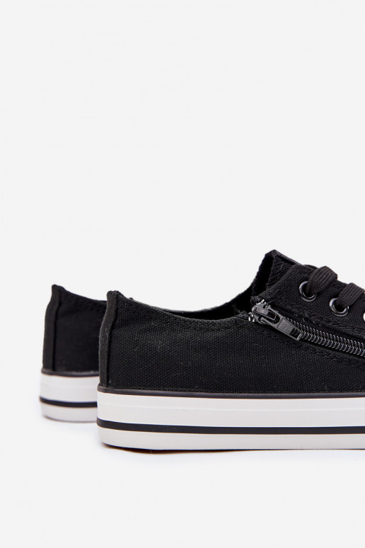 Puéril baskets à semelle plate avec des lacets couleur noire Il fautrgo Puéril baskets à semelle plate avec des lacets couleur noire Il fautrgo