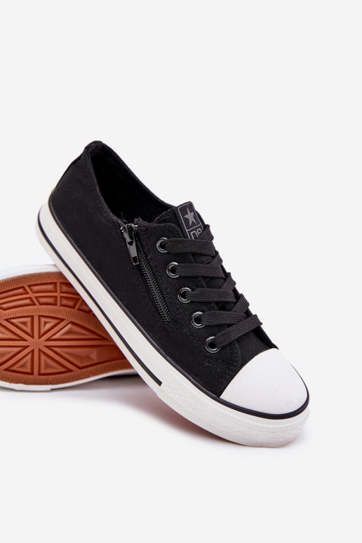 Puéril baskets à semelle plate avec des lacets couleur noire Il fautrgo Puéril baskets à semelle plate avec des lacets couleur noire Il fautrgo