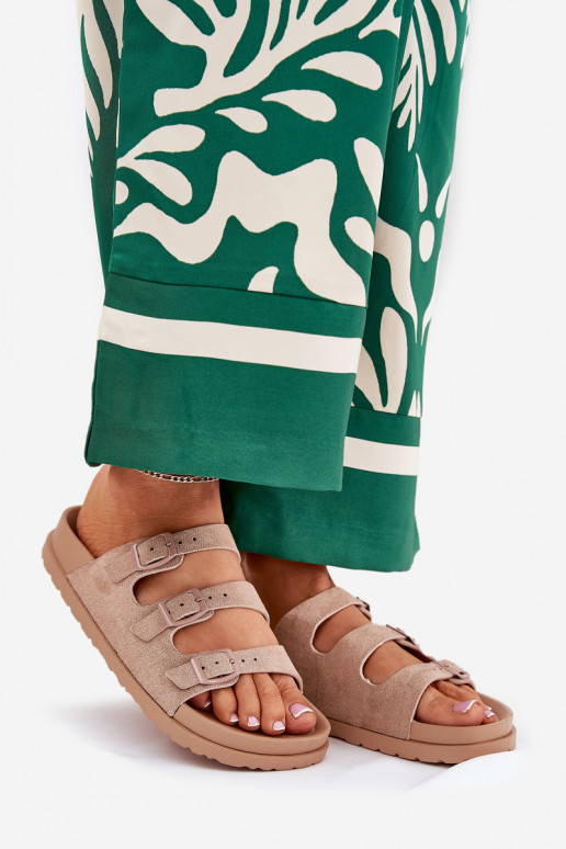 Pantoufles pour femmes avec des bandes I avec bouclesmi beige Uliri Pantoufles pour femmes avec des bandes I avec bouclesmi beige Uliri