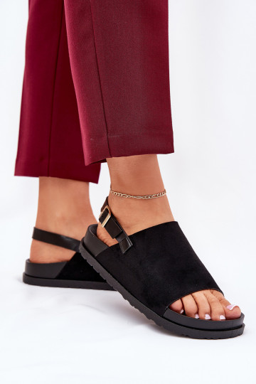 Sandales pour femmes Z en daim écologiqueu avec une plateforme couleur noire Migola 2