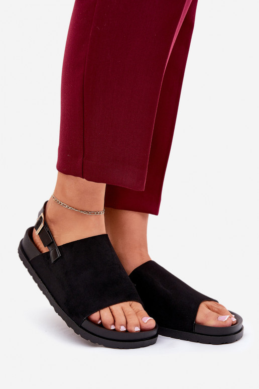 Sandales pour femmes Z en daim écologiqueu avec une plateforme couleur noire Migola