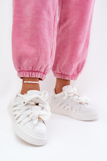 Eko Peau Chaussures modèle baskets avec une plateforme couleur blanche Penolle 2