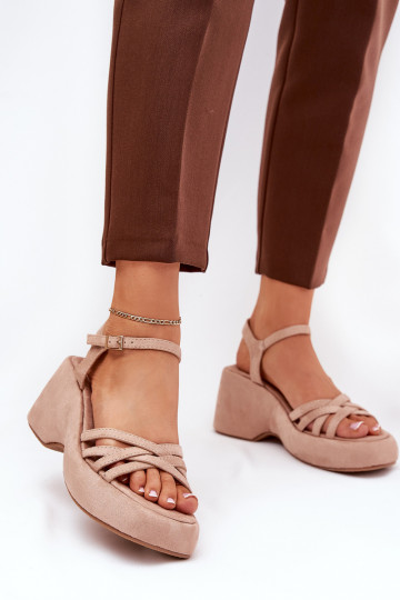 Sandales à plateforme en suède synthétique beige Nendal