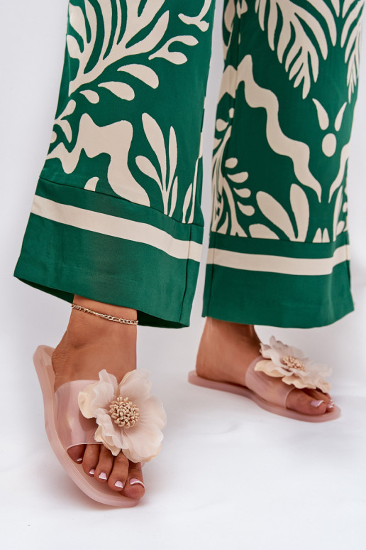 Voir à travers isocèle Pantoufles pour femmes Ze Sztucznym Une fleur Nude Vobetta