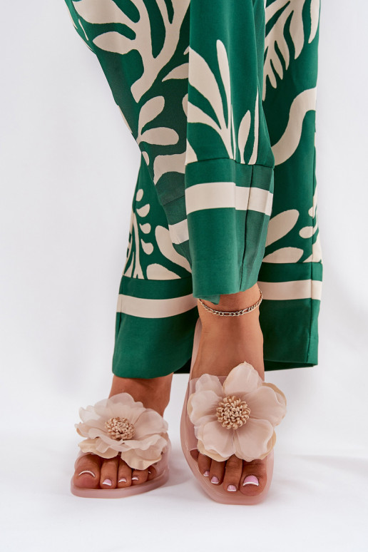 Voir à travers isocèle Pantoufles pour femmes Ze Sztucznym Une fleur Nude Vobetta