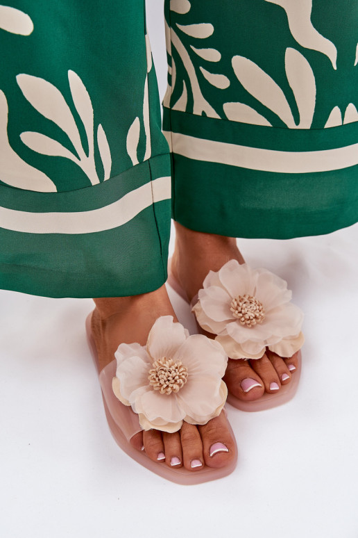Voir à travers isocèle Pantoufles pour femmes Ze Sztucznym Une fleur Nude Vobetta
