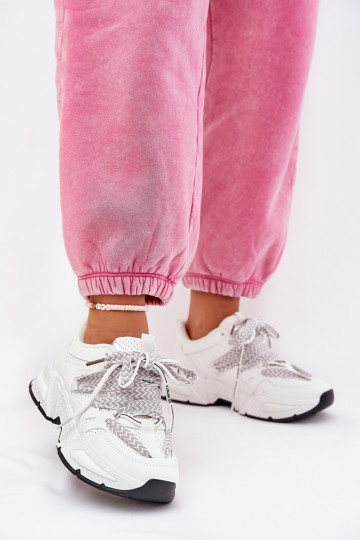 Chaussures modèle baskets baskets Féminin Z PodÀójnym Laçagem couleur blanche Efobell