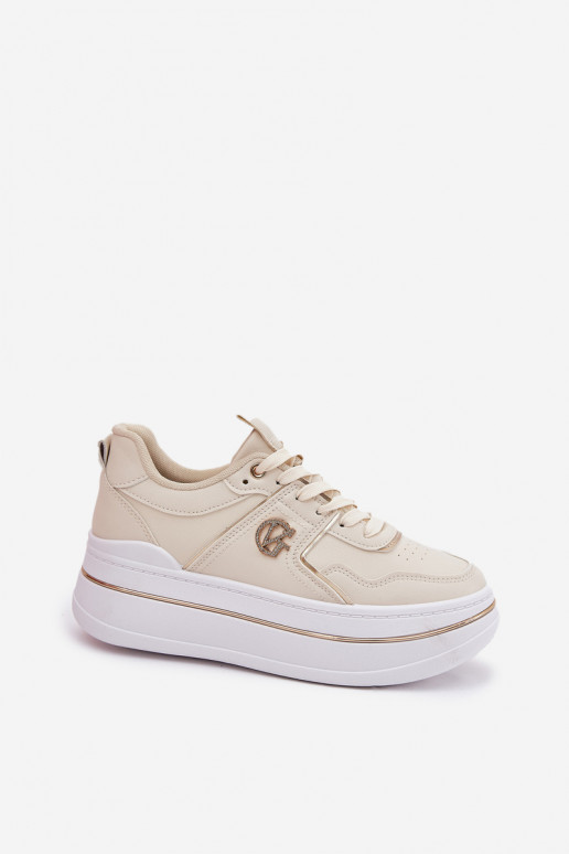 Féminin baskets avec une plateforme beige Caldeno