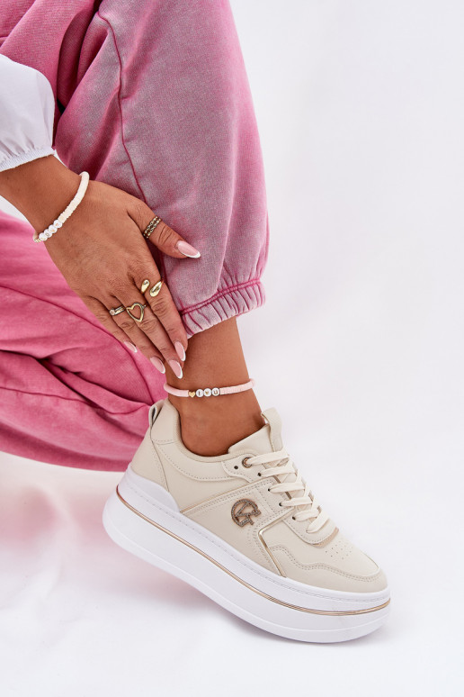 Féminin baskets avec une plateforme beige Caldeno