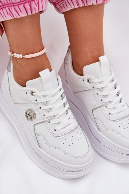 Féminin baskets avec une plateforme couleur blanche Caldeno