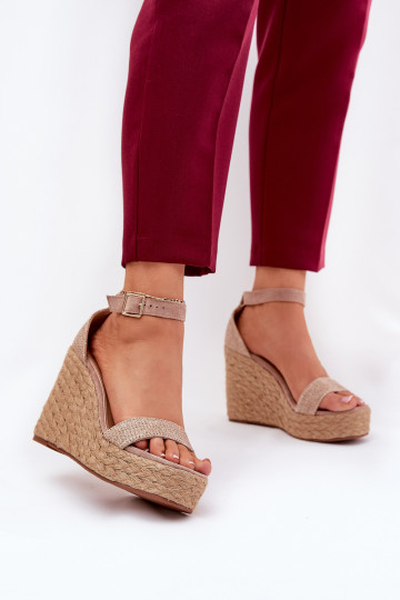 Sandales pour femmes Sur un coin Avec tresse couleur kaki Adelio 2