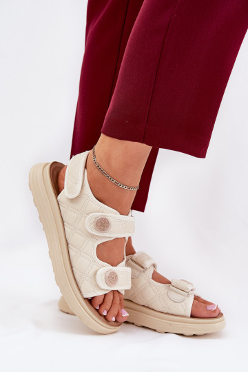 Sandales pour femmes Avec des décorationsi Detalami avec attaches adhésives beige Zoliner 2