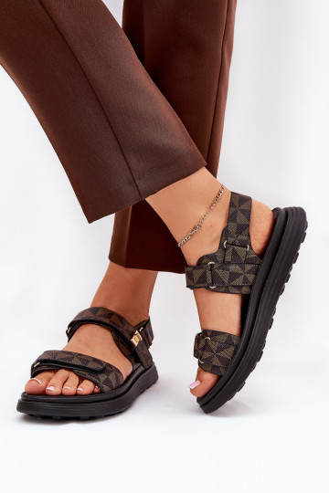 Sandales pour femmes avec une plateforme noir et marron Leriot 2
