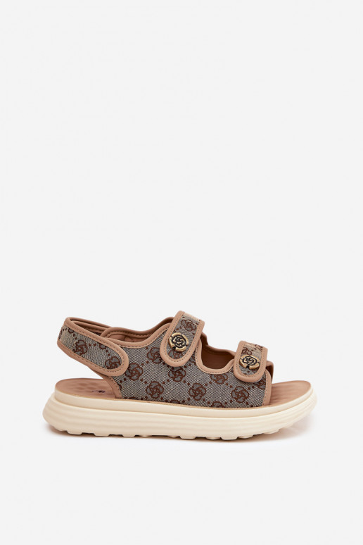 Féminin À motifs  des sandales Ze couleur doréemi Detalami couleur kaki Pefese Féminin À motifs  des sandales Ze couleur doréemi Detalami couleur kaki Pefese