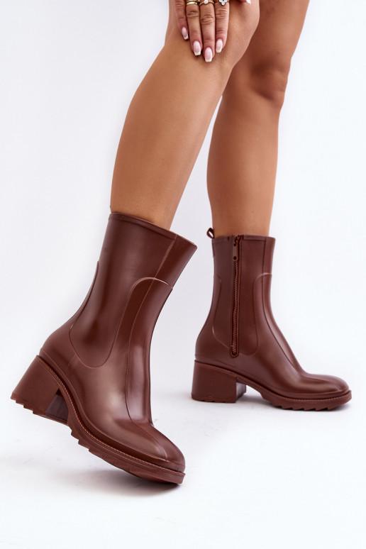 Féminin mat Bottes en caoutchouc Bottes avec des talons marron Bertaida Féminin mat Bottes en caoutchouc Bottes avec des talons marron Bertaida