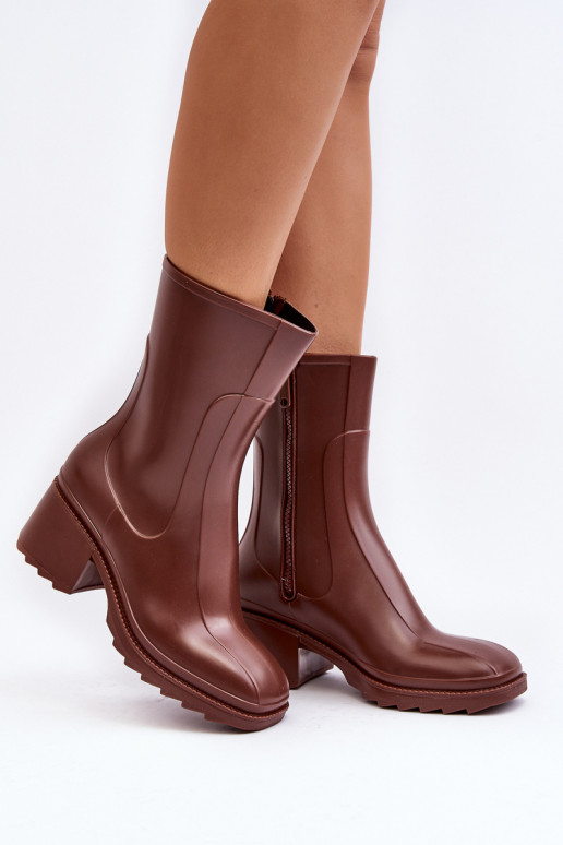 Féminin mat Bottes en caoutchouc Bottes avec des talons marron Bertaida Féminin mat Bottes en caoutchouc Bottes avec des talons marron Bertaida