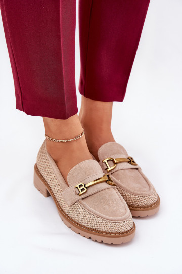 Mocassins pour femmes avec détail tressé couleur or et sable Seffolia