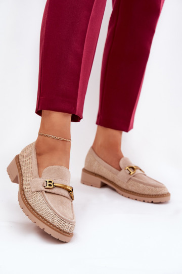 Mocassins pour femmes avec détail tressé couleur or et sable Seffolia 2