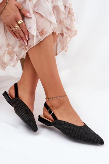 Ballerines Su Braid I À Talons Pointus Noires Hefion