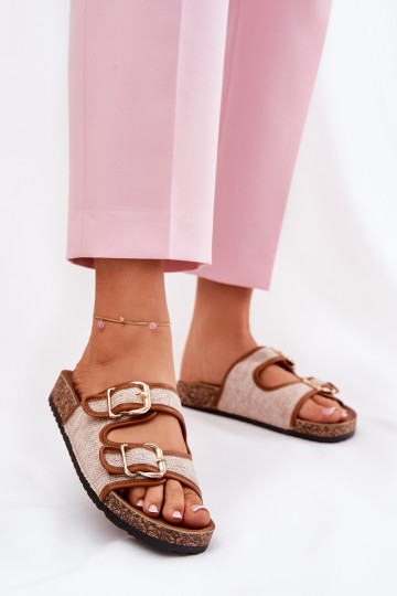  Pantoufles pour femmes avec une plateforme avec boucles marron Osoffe 2