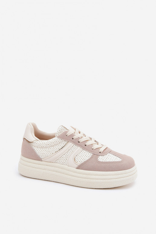 Chaussures modèle baskets Féminin avec une plateforme beige Lesida Chaussures modèle baskets Féminin avec une plateforme beige Lesida
