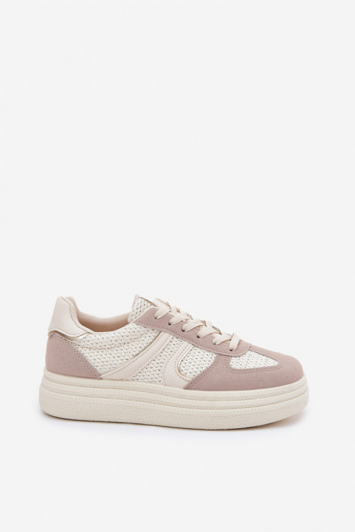 Chaussures modèle baskets Féminin avec une plateforme beige Lesida Chaussures modèle baskets Féminin avec une plateforme beige Lesida