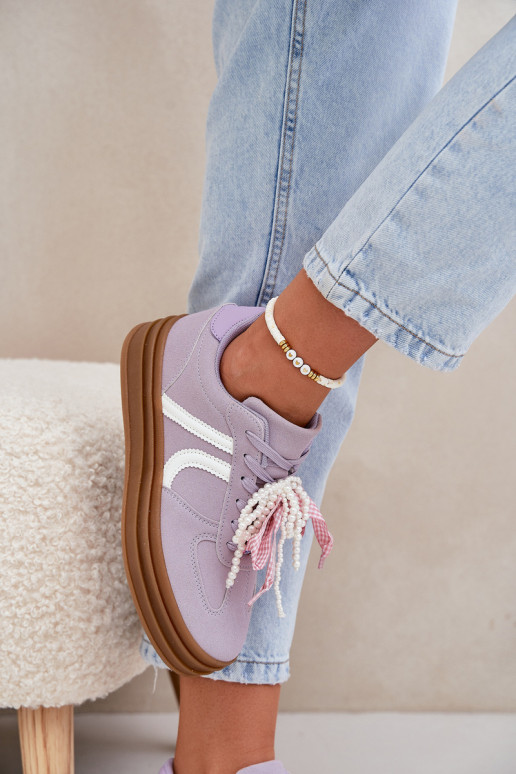 Chaussures modèle baskets Féminin avec une plateforme avec de beaux détails Couleur violette Vinness Chaussures modèle baskets Féminin avec une plateforme avec de beaux détails Couleur violette Vinness