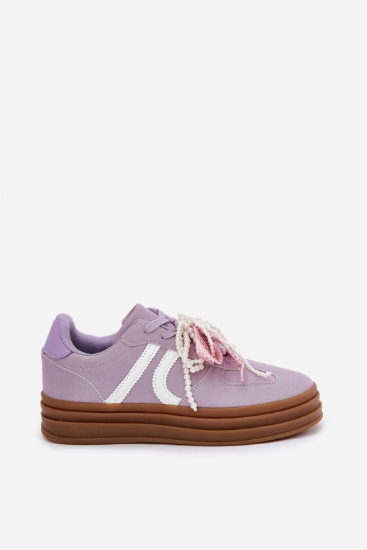 Chaussures modèle baskets Féminin avec une plateforme avec de beaux détails Couleur violette Vinness Chaussures modèle baskets Féminin avec une plateforme avec de beaux détails Couleur violette Vinness