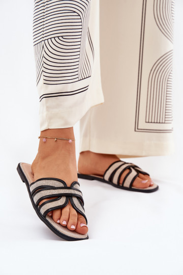 Mules classiques femme plates couleur sable et noire Scazze 2