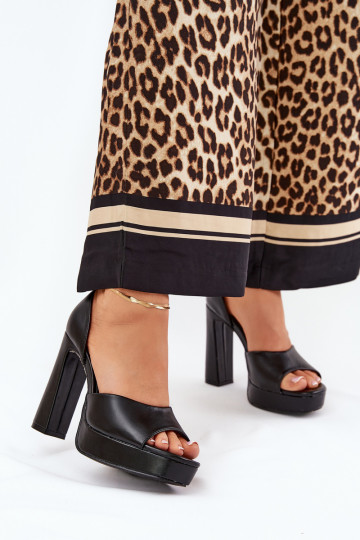 Sandales à talons hauts femme et plateforme en éco-cuir couleur noire Lomman