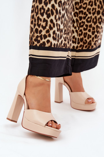 Sandales à talons hauts pour femme et plateforme Eko Peau beige Lomman