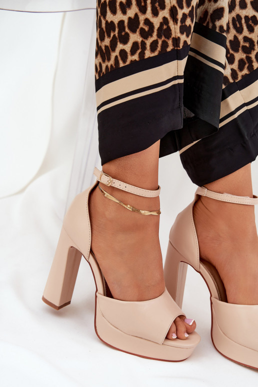 Sandales à talons hauts pour femme et plateforme Eko Peau beige Lomman