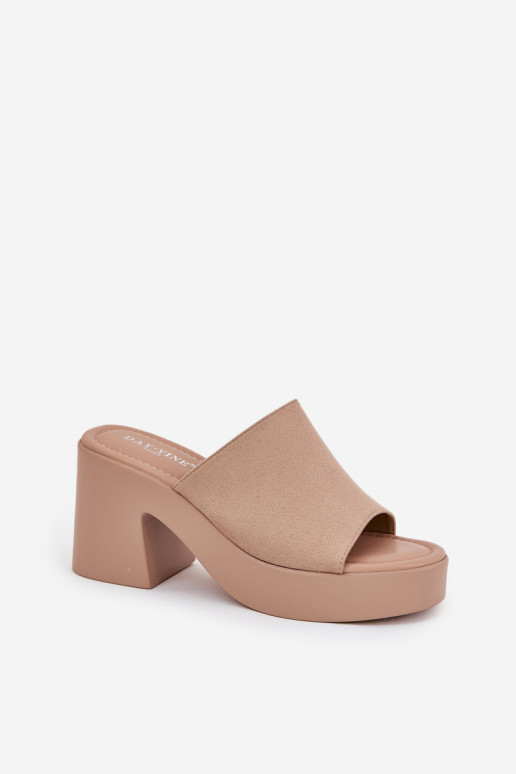 Pantoufles pour femmes avec des talons et plateforme couleur kaki Omeisa Pantoufles pour femmes avec des talons et plateforme couleur kaki Omeisa