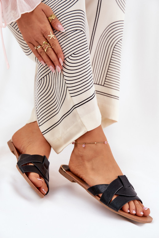 isocèle Pantoufles pour femmes Z Przeplatającymi Się Paskami couleur noire Selaenor isocèle Pantoufles pour femmes Z Przeplatającymi Się Paskami couleur noire Selaenor