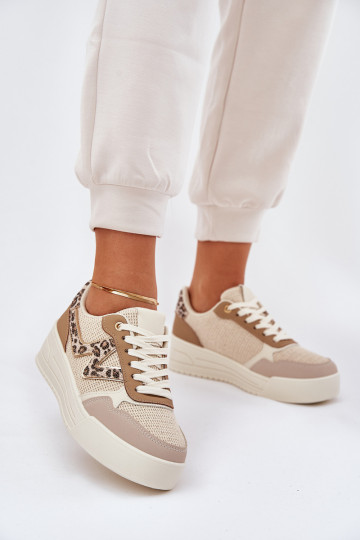 Baskets Femme à plateforme avec motifs léopard couleur kaki Lorori 2