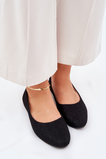 Ballerines Appartement pour femmes avec éclat couleur noire Tatorelis
