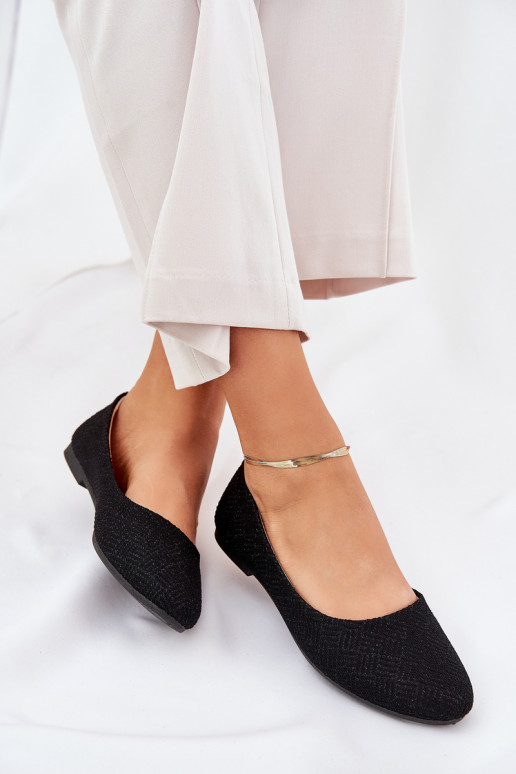 Ballerines Appartement pour femmes avec éclat couleur noire Tatorelis