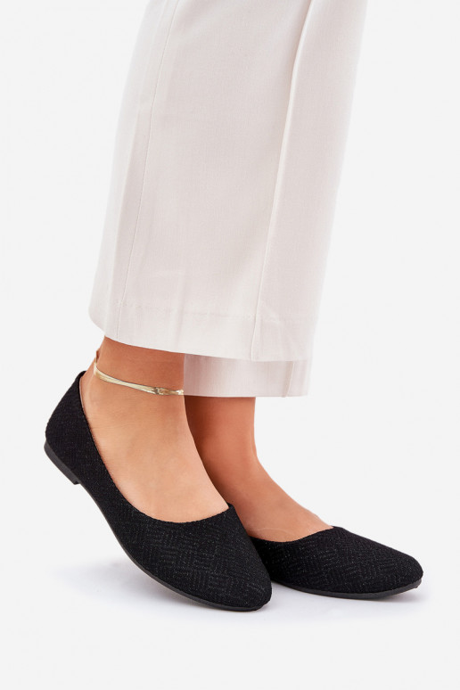 Ballerines Appartement pour femmes avec éclat couleur noire Tatorelis