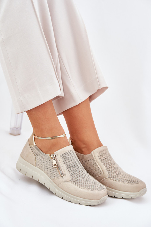 chaussures Féminin avec une plateforme avec fermetures éclair couleur dorée Leanae