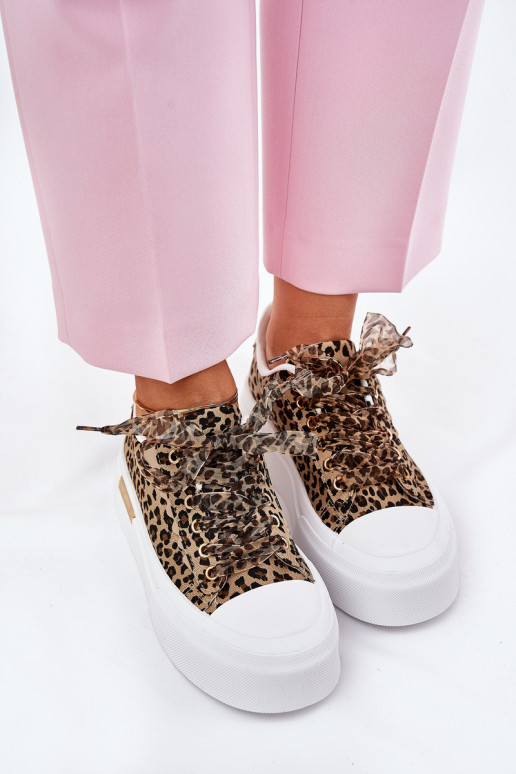 Chaussures de loisirs avec une plateforme Avec des décorations Laçagem avec des motifs en fourrure de léopard marron Zidora Chaussures de loisirs avec une plateforme Avec des décorations Laçagem avec des motifs en fourrure de léopard marron Zidora