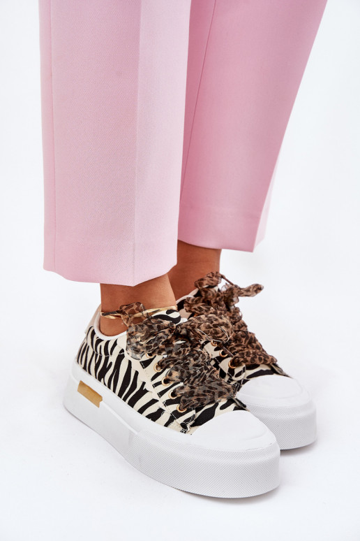 Chaussures de loisirs avec une plateforme Avec des décorations Laçagem Zebra Noir et-beige Zidora Chaussures de loisirs avec une plateforme Avec des décorations Laçagem Zebra Noir et-beige Zidora