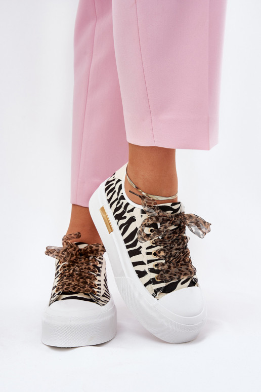 Chaussures de loisirs avec une plateforme Avec des décorations Laçagem Zebra Noir et-beige Zidora Chaussures de loisirs avec une plateforme Avec des décorations Laçagem Zebra Noir et-beige Zidora