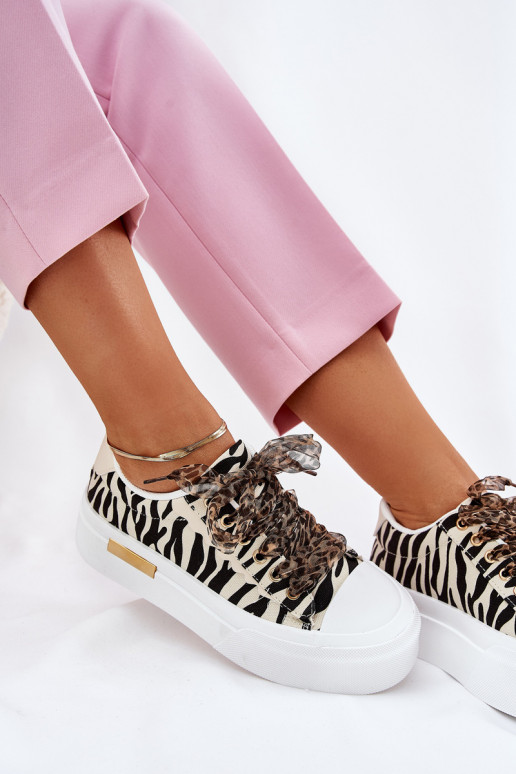 Chaussures de loisirs avec une plateforme Avec des décorations Laçagem Zebra Noir et-beige Zidora Chaussures de loisirs avec une plateforme Avec des décorations Laçagem Zebra Noir et-beige Zidora