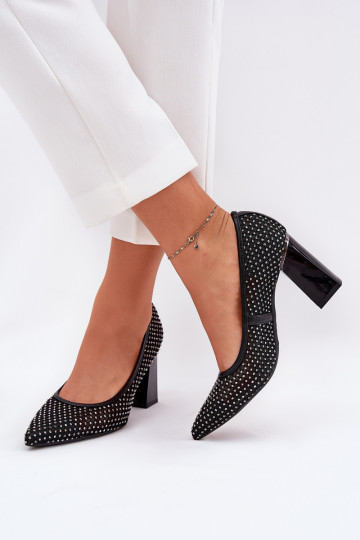 Chaussures décorées en filet avec talons Vinceza 62211 noires 2