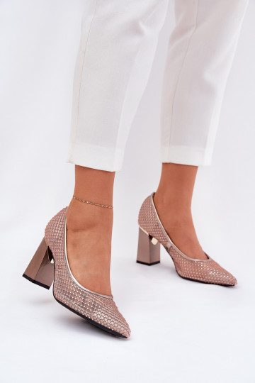 Bottines décorées à talons Vinceza 62211 couleur sable