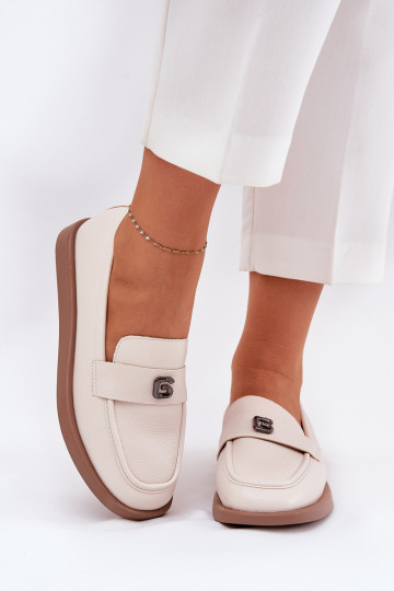 mocassins pour femmes Style élégant Avec des décorations Petitm Detalem Vinceza 62208 beige 2