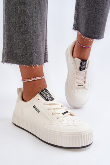 Chaussures modèle baskets Féminin avec une plateforme Big Star NN274254 couleur blanche