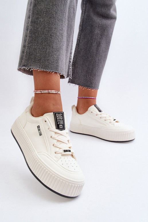 Chaussures modèle baskets Féminin avec une plateforme Big Star NN274254 couleur blanche