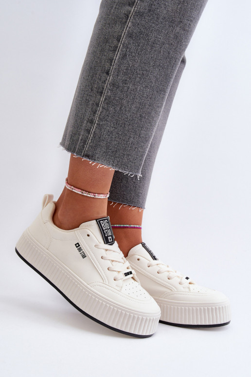 Chaussures modèle baskets Féminin avec une plateforme Big Star NN274254 couleur blanche